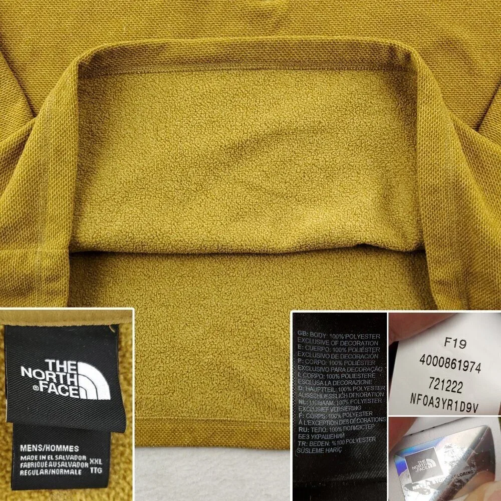 North Face Fleece 1/4 Zip Pullover Waffle Weave Earth Tone Mock Neck Men's  XXL